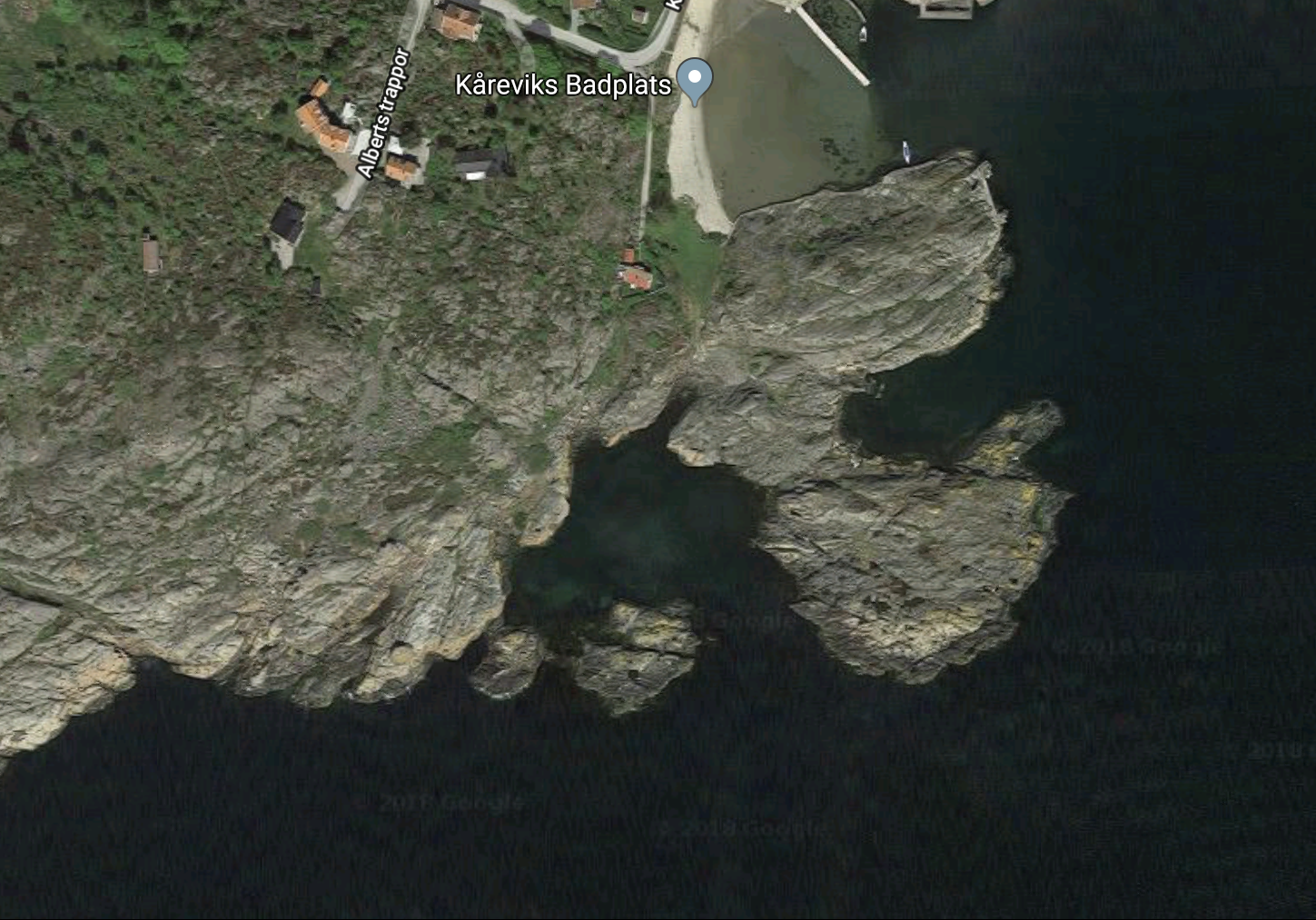 satelitbild över dykplatsen kårevik